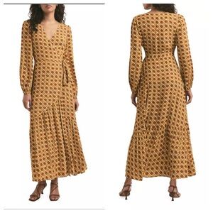 Favorite Daughter Lady Like Wrap Maxi Dress Saddle Weave Print Womens Medium NWT